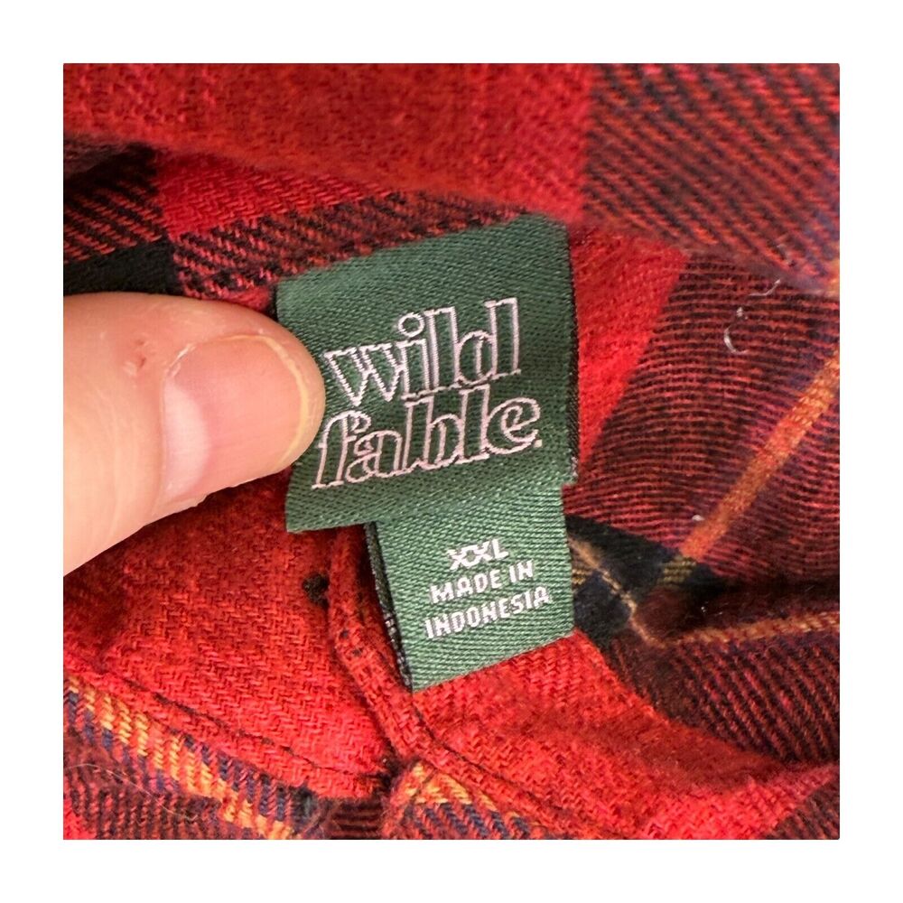 Wild Fable Shacket Women 2XL Red Black Plaid Cotton Pleated Long Sleeve Collared - Picture 2 of 7